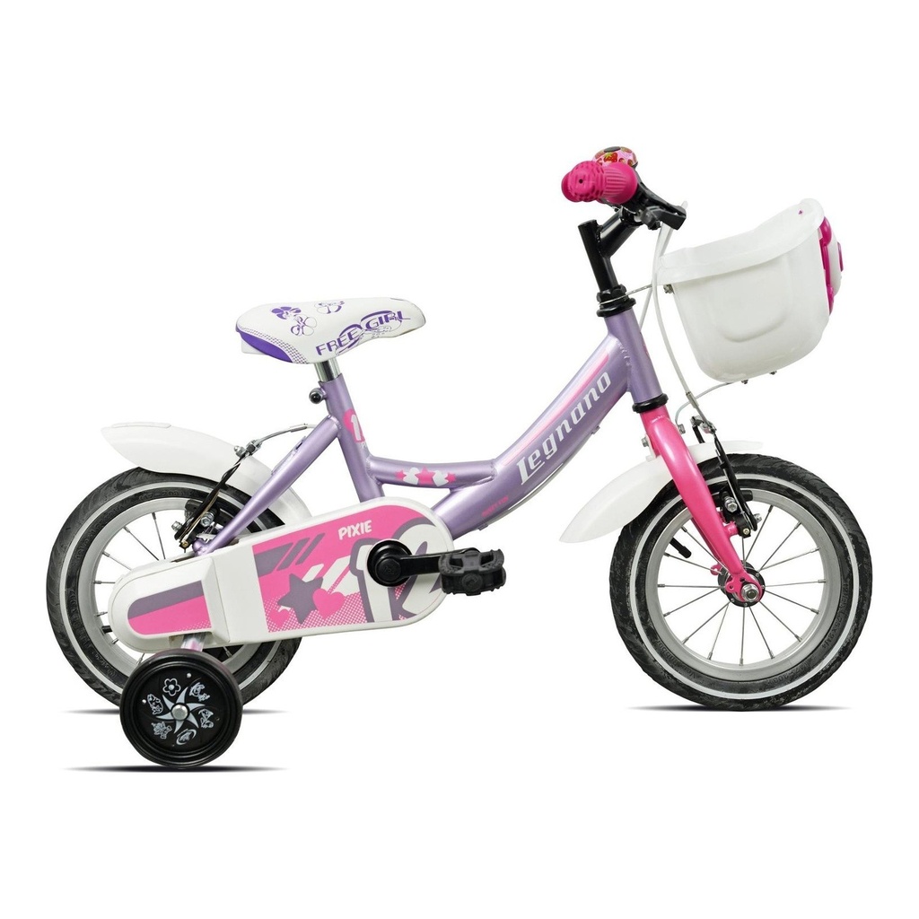 Legnano 26L9900DL Bici Bimba 12" Acciaio 1V Rotelle Lilla Rosa Cestino