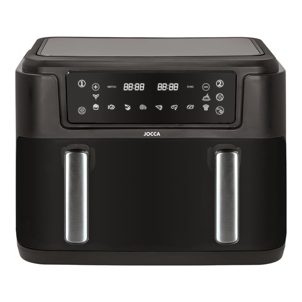 JOCCA 2366 Friggitrice ad Aria 10L 2400W Doppia Zona 10 Programmi Nera
