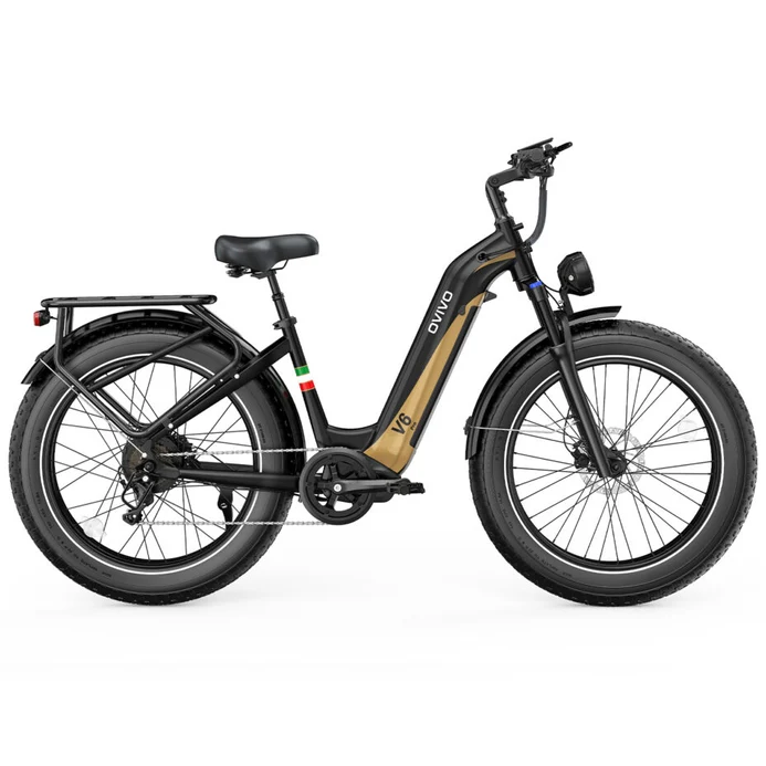 OVIVO V6 PRO BLACK/GOLD – E-Bike Fat Bike 26" Motore Bafang 250W Batteria 48V 20Ah