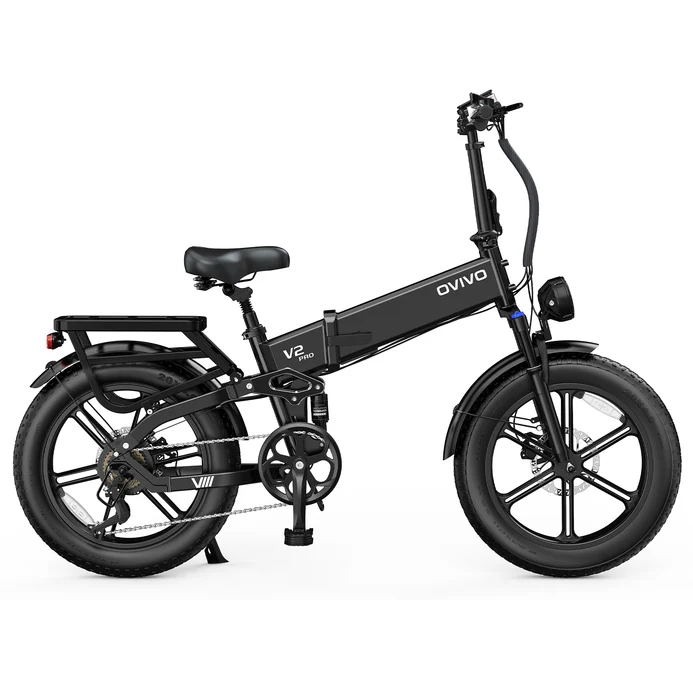 OVIVO V2 PRO 2.0 BLACK - Fat Bike elettrica pieghevole, motore 250W, batteria 48V 20Ah, autonomia fino a 130 km