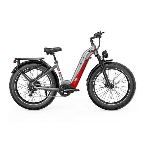 OVIVO V6 PRO SILVER/RED – E-Bike Fat Bike 26" Motore Bafang 250W Batteria 48V 20Ah