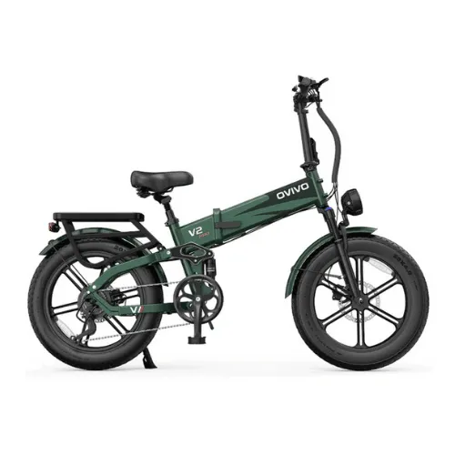 OVIVO V2 PRO 2.0 GREEN/BLACK - Fat Bike elettrica pieghevole, motore 250W, batteria 48V 20Ah, autonomia fino a 130 km