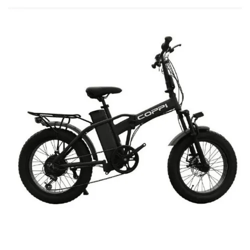 Coppi Vesuvio Fat 20" – Black Fat Bike elettrica pieghevole con motore Trotter 250W, batteria 48V e cambio Shimano a 6 velocità. - CVSVUT41343NE