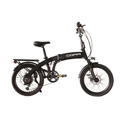 Coppi Gaeta 20" Black – E-Bike Pieghevole 250W Bicicletta elettrica da città con motore Sutto da 250W, batteria integrata da 360Wh, telaio pieghevole in alluminio e cambio Shimano a 6 velocità. CGAEUS110.SHA